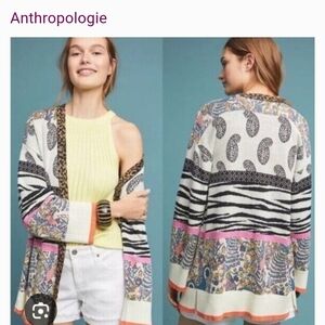 Anthropologie Cardigan Colorful Cute Pattern